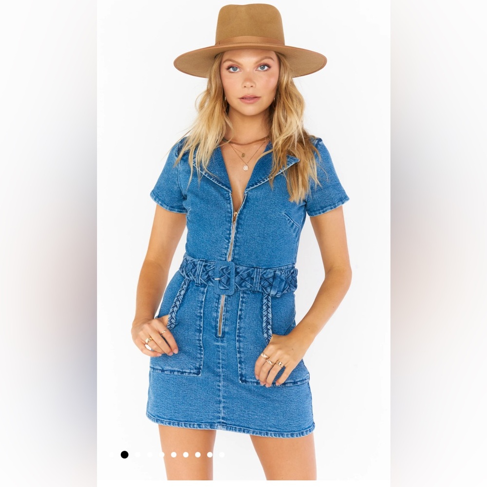 Show Me Your MuMu Blue Denim Zip-Front Mini Dress